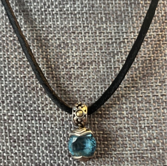John Hardy Batu Sari Sterling 18K Blue Topaz Necklace